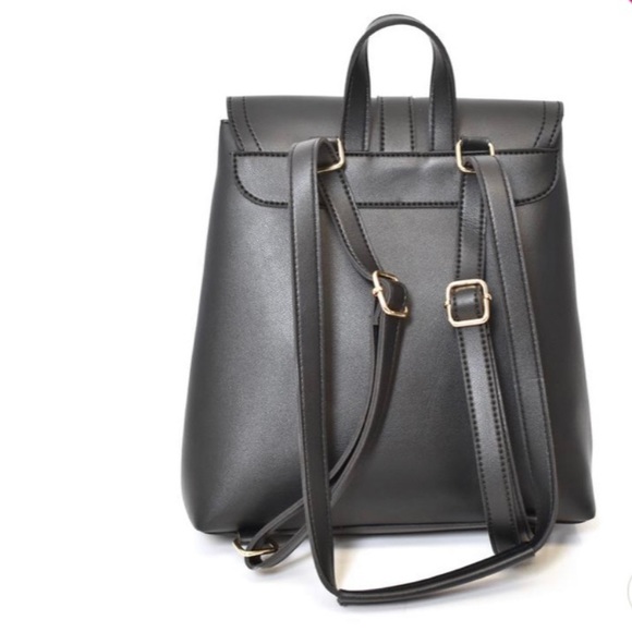 NWT black vegan leather mini backpack zipper - Picture 3 of 9